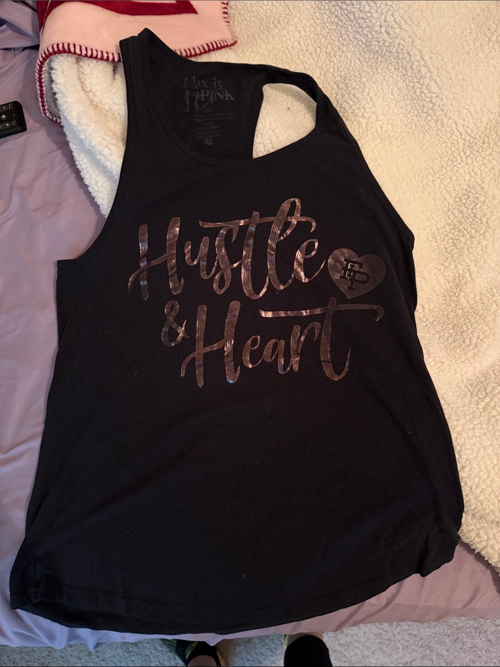 Flex it Pink Black Hustle and Heart Racerback Tank